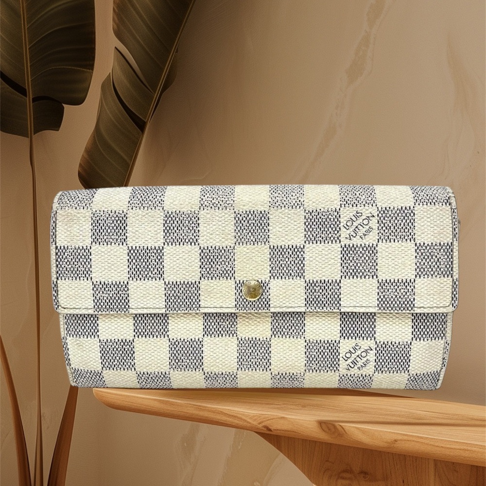👜Louis Vuitton Damier Azur Wallet Long Luxury Authentic